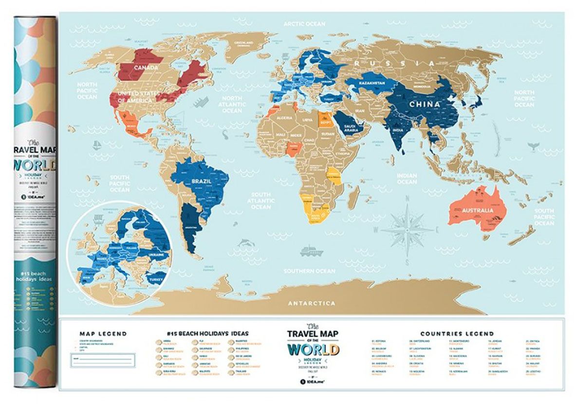 Carte du monde à gratter 40x60 cm