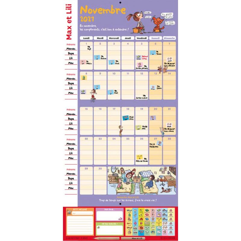 Calendrier Max Et Lili 2023 Periodique Calendrier De La Famille 2021-2022 Max Et Lili | Cartotheque.com