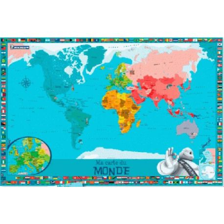 MA CARTE DU MONDE  ENFANTS  60 X 90 + STICKERS REPOSITIONNABLES