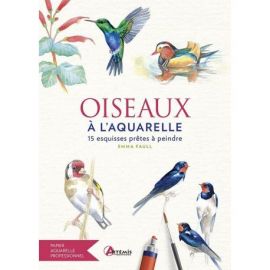 OISEAUX A L'AQUARELLE 15 ESQUISSES PRETES A PEINDRE