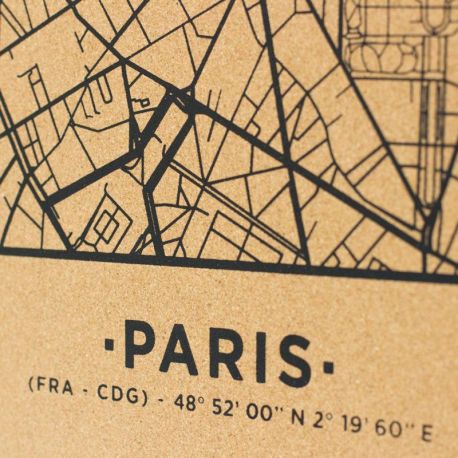 WOODY MAP VILLE L - PARIS - NOIR 60 CM X 45 CM