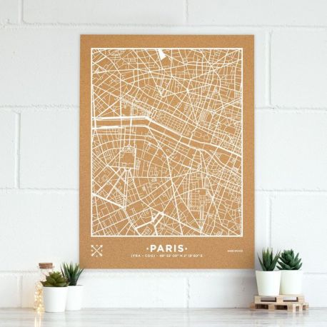 WOODY MAP VILLE XL - PARIS - BLANC 90 CM X 60 CM
