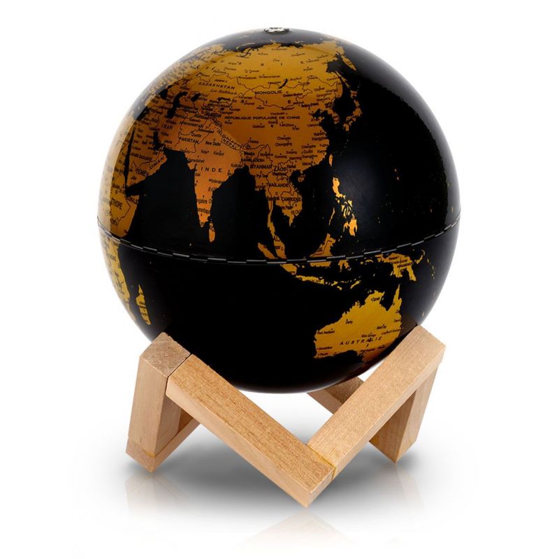 Décoration globe/globe vert sur socle/support en bois de manguier 23 x 38  cm - Boule