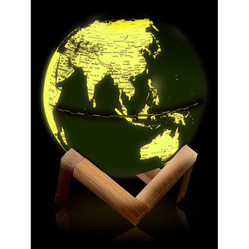 Globe rotatif sur pied - 14 cm de diamètre - Vue du monde réaliste - Carte  du monde