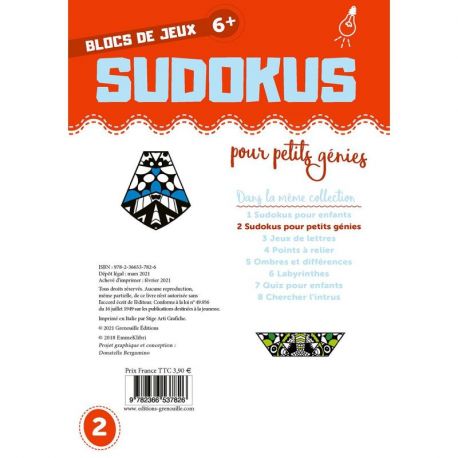 SUDOKUS POUR PETITS GENIES - 6 ANS ET +