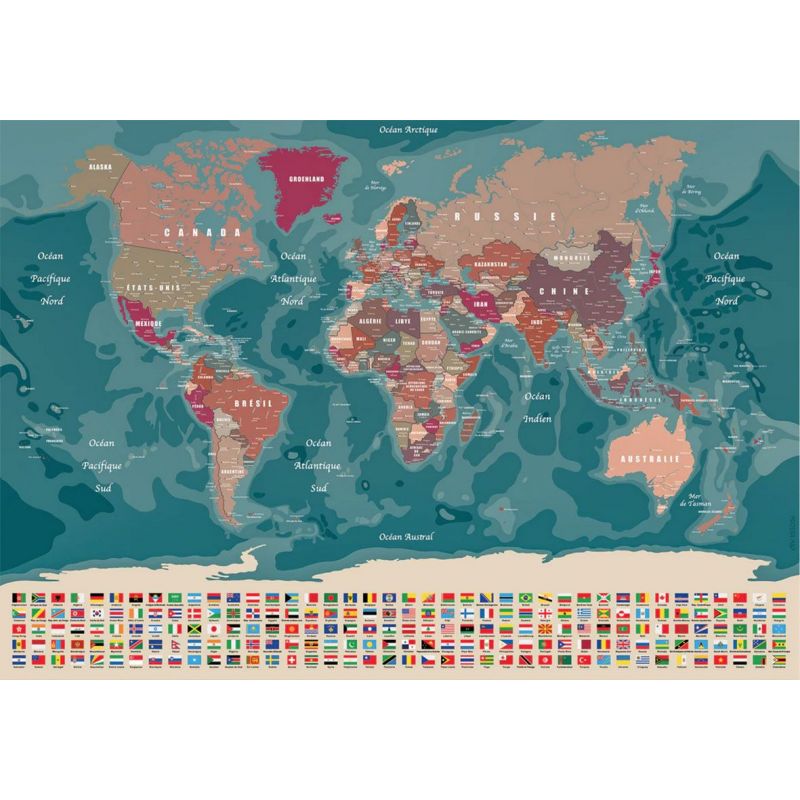 Carte du Monde Poster Drapeaux - La Carte Du Monde