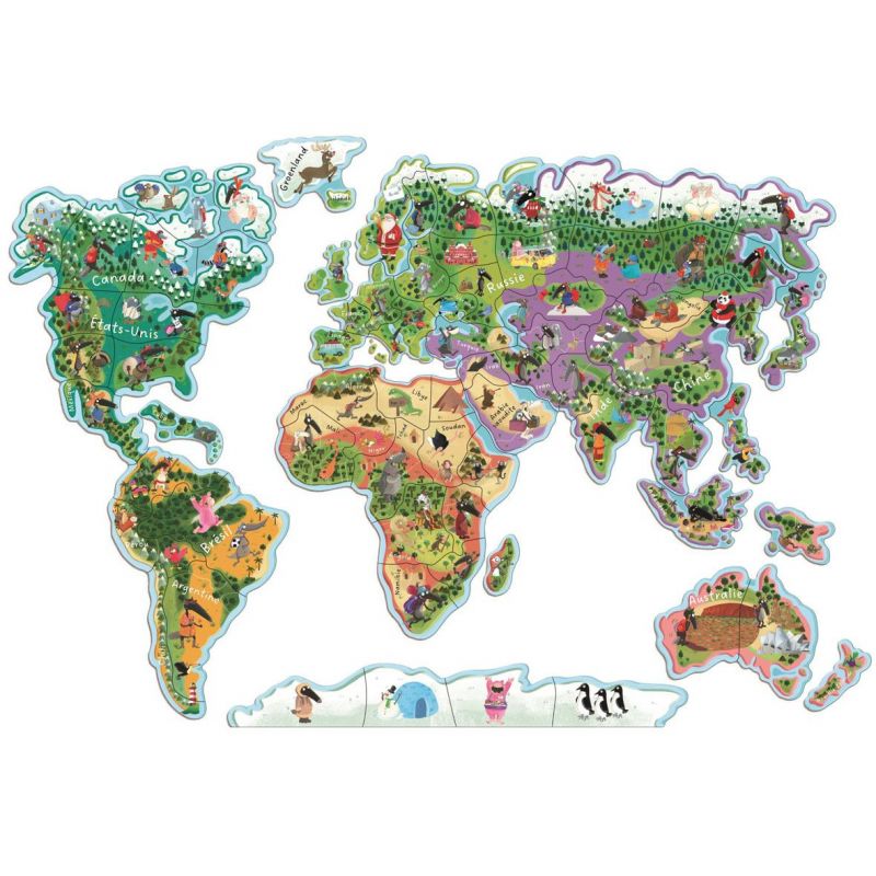 Tableau de puzzle Play-n-Learn avec carte du monde magnétique Ata