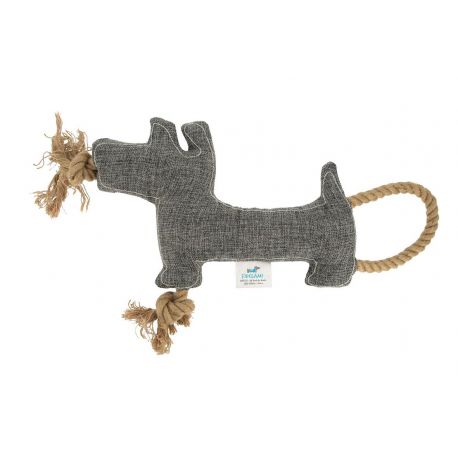 DOUDOU CHIEN TISSU ET CORDE SONORE