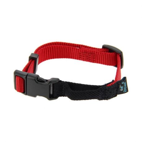 COLLIER POUR CHIEN - BOUCLE TEXTILE SILENCIEUSE - ROUGE - S 25 A 35 CM