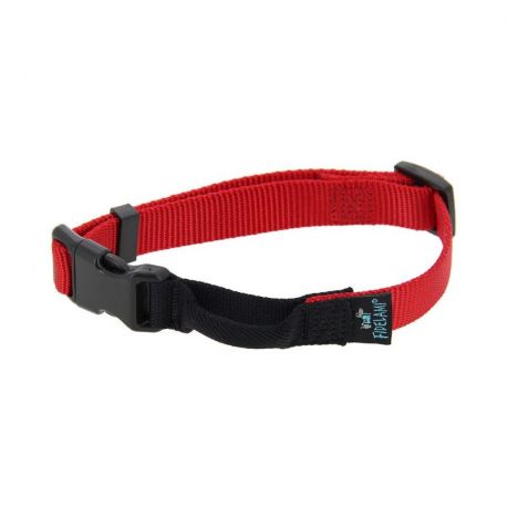 COLLIER POUR CHIEN - BOUCLE TEXTILE SILENCIEUSE - ROUGE - M 30 A 45 CM