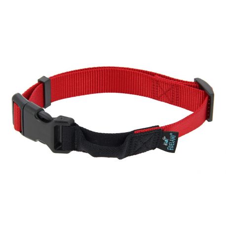 COLLIER POUR CHIEN - BOUCLE TEXTILE SILENCIEUSE - ROUGE - L 37 A 55 CM