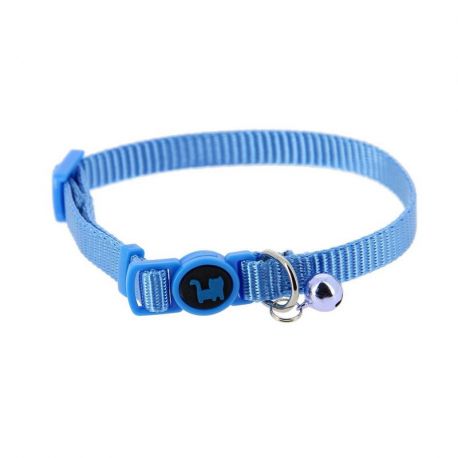 COLLIER CHAT - ANTI-ETRANGLEMENT A GRELOT - BLEU UNI - TU 20 A 30 CM