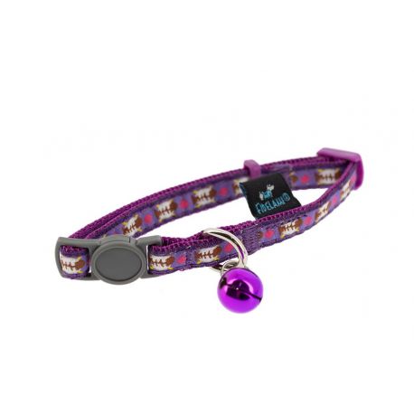 COLLIER CHAT - ANTI-ETRANGLEMENT A CLOCHETTE - VIOLET - TU 20 A 30CM