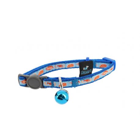 COLLIER CHAT - ANTI-ETRANGLEMENT A CLOCHETTE - BLEU - TU 20 A 30 CM