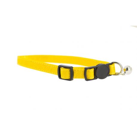 COLLIER CHAT - ANTI-ETRANGLEMENT A CLOCHETTE - JAUNE - 20 A 30 CM