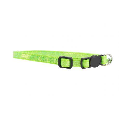 COLLIER CHAT - ANTI-ETRANGLEMENT A CLOCHETTE - VERT - 20 A 30 CM