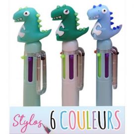 STYLO 6 COULEURS DINOSAURE