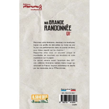 GR MA GRANDE RANDONNEE CGRF CARNET DE RANDONNEE