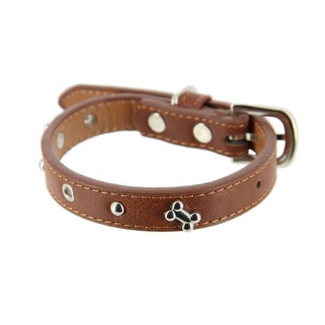 COLLIER RIVETS FANTAISIE MARRON S 21 A 30 CM