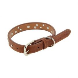 COLLIER RIVETS FANTAISIE MARRON M 29 A 39 CM