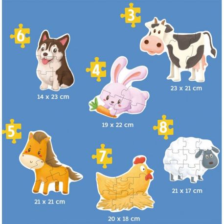 PUZZLE ANIMAUX DE LA FERME 6 EN 1 - 39 PIECES