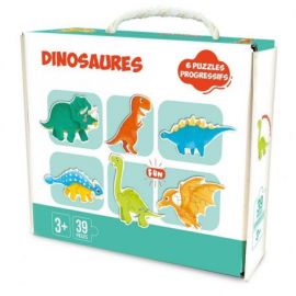 PUZZLE DINOSAURES 6 EN 1 - 39 PIECES