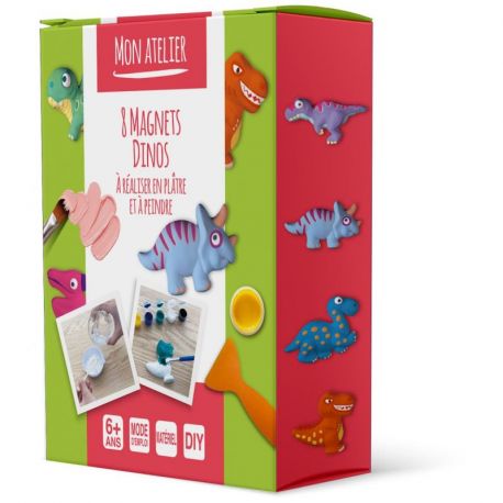 COFFRET MES 8 MAGNETS DINOS A REALISER EN PLATRE ET A PEINDRE