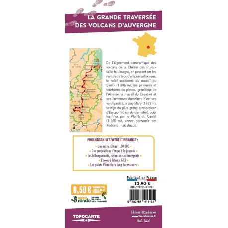 GR4/GR400/GR30 LA GRANDE TRAVERSEE DES VOLCANS D'AUVERGNE - TOPOCARTE T631