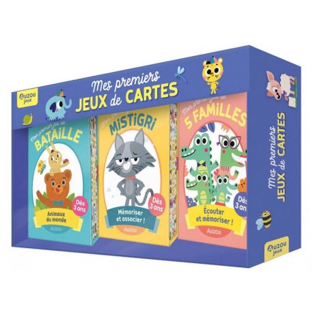 COFFRET MES PREMIERS JEUX DE CARTES (BATAILLE - MISTIGRI - 5 FAMILLES)