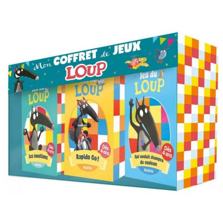 MON COFFRET DE JEUX LOUP - 3 JEUX DE CARTES LOUP (LES EMOTIONS - RAPIDO GO - QUI VOULAIT CHANGER DE COULEUR)