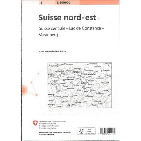 CARTE NATIONALE SUISSE N°2 NORDOST-SCHWEIZ