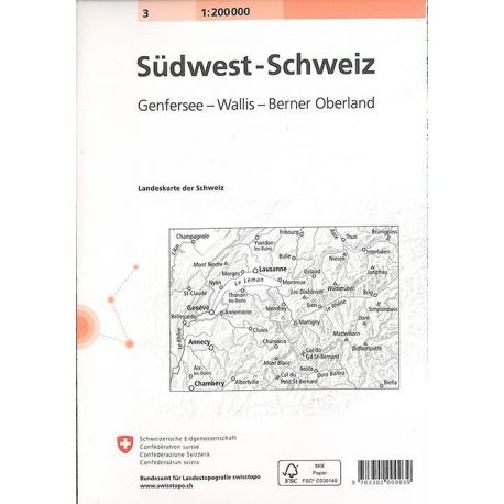 CARTE NATIONALE SUISSE N° 3 SUISSE SUD-OUEST